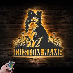 custom shetland sheep dog wall art led light