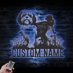 custom shih tzu metal wall sign led light