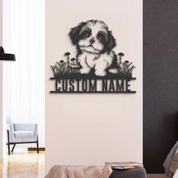 custom shih tzu puppy metal wall art led light