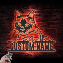 custom siamese cat wall decor led light