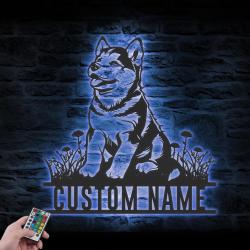 custom siberian husky baby wall art led light