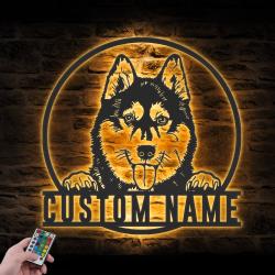 custom siberian husky wall art led light