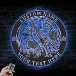 custom skeleton dog hunting wall art led light