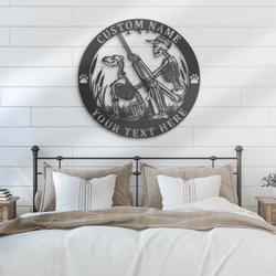 custom skull dog hunting wall decor led light