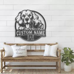 custom spaniel beer art wall decor led light