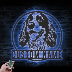 custom spaniel metal sign wall art led light