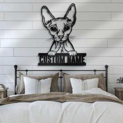 custom sphynx wall decor cat art led light