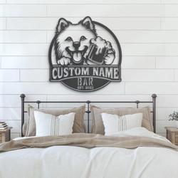 custom spitz dog beer art wall decor led light