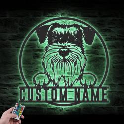 Custom Standard Schnauzer Metal Wall Art LED Light