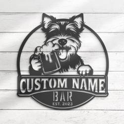 custom terrier bar decor wall art led light