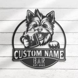 Custom Cute Norwich Terrier Thirsty Beer Pub Metal Wall Art