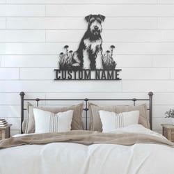 custom terrier metal wall sign led light