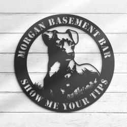 Custom Peeking Patterdale Terrier Metal Wall Art LED Light