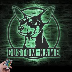 Custom Toy Fox Terrier Metal Wall Art LED Light