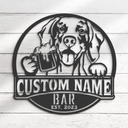 Custom Funny Weimaraner Thirsty Beer Pub Metal Wall Art LED Light
