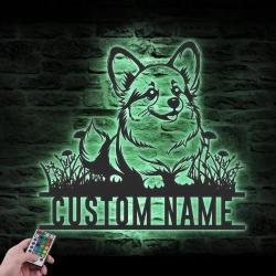 custom welsh corgi baby wall art led light