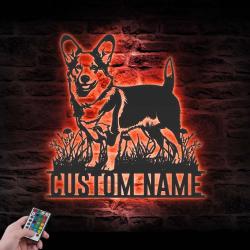 custom welsh corgi beer art wall art led light