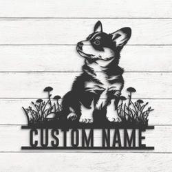 Custom Baby Welsh Corgi Metal Wall Art LED Light