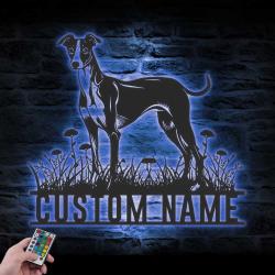 custom whippet metal wall sign led light