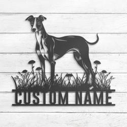 custom whippet wall decor metal art led light