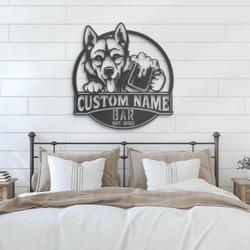 custom wolfdog beer art wall art led light