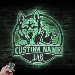 custom wolfdog pub sign wall art led light