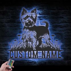 custom yorkie dog pub sign wall art led light