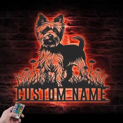 custom yorkie metal sign wall art led light