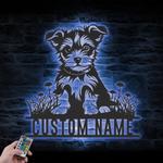 custom yorkie puppy metal wall art led light