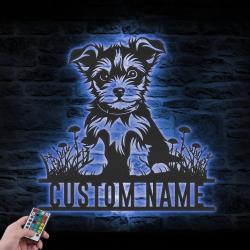 Custom Baby Yorkshire Terrier Metal Wall Art LED Light
