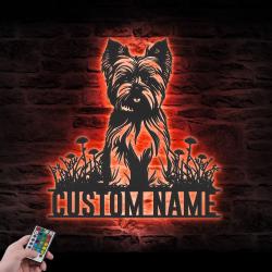 custom yorkshire terrier beer art wall art led light