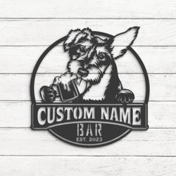 custom zwergschnauzer beer art wall art led light