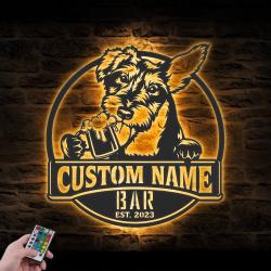 Custom Zwergschnauzer Thirsty Beer Pub Metal Wall Art