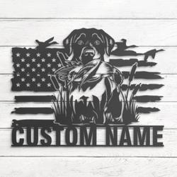 customized black lab dog hunting us flag pub sign metal wall led light