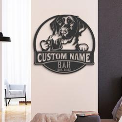 customized black labrador beer pub decor metal wall art led light