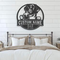 customized black labrador pub drinking metal wall art led light