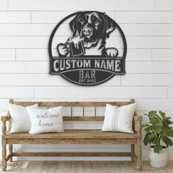 customized black labrador pub wall decor metal wall art led ligh