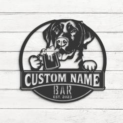 customized black labrador thirsty beer pub metal wall led light