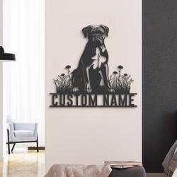 customized boxer dog wall decor led light unique pet metal art sign