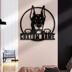 customized doberman pinschers metal wall art led light