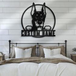 Custom Doberman Pinschers Metal Wall Art LED Light
