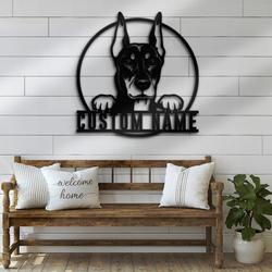 customized doberman pinschers wall decor metal wall art led light