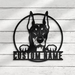 customized doberman pinschers wall sign metal wall art led light