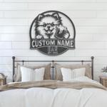 customized funny pomeranian pub wall decor metal wall led ligh