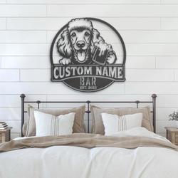 customized funny poodle pub wall decor metal wall led light