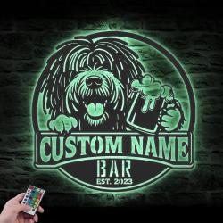 customized funny puli thirsty beer pub metal wall led light