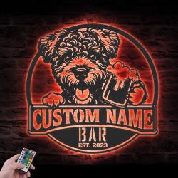 customized funny pumi beer pub decor metal wall art led light