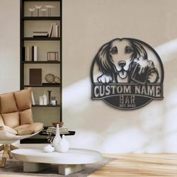 Custom Funny Saluki Thirsty Beer Pub Metal Wall Art LED Light