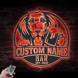 customized funny saluki pub wall decor metal wall art led light