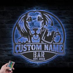customized funny saluki thirsty beer pub metal wall led light